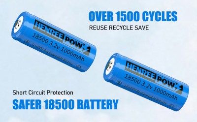 Henreepow 18500 laetav aku, 3,2 V LifePo4 liitiumfosfaatpatarei 1000mAh välistingimustes